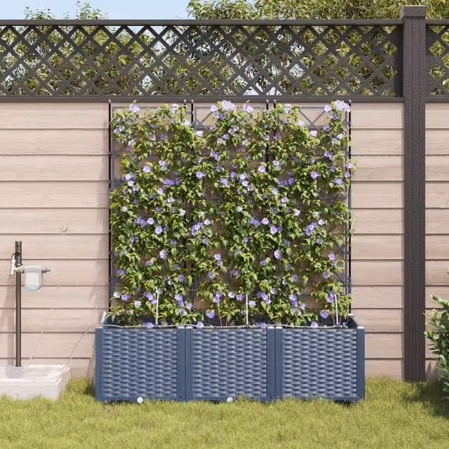 Berkfield Home Garden Planter Set with Water Irrigation System, 3 Pieces, Grey