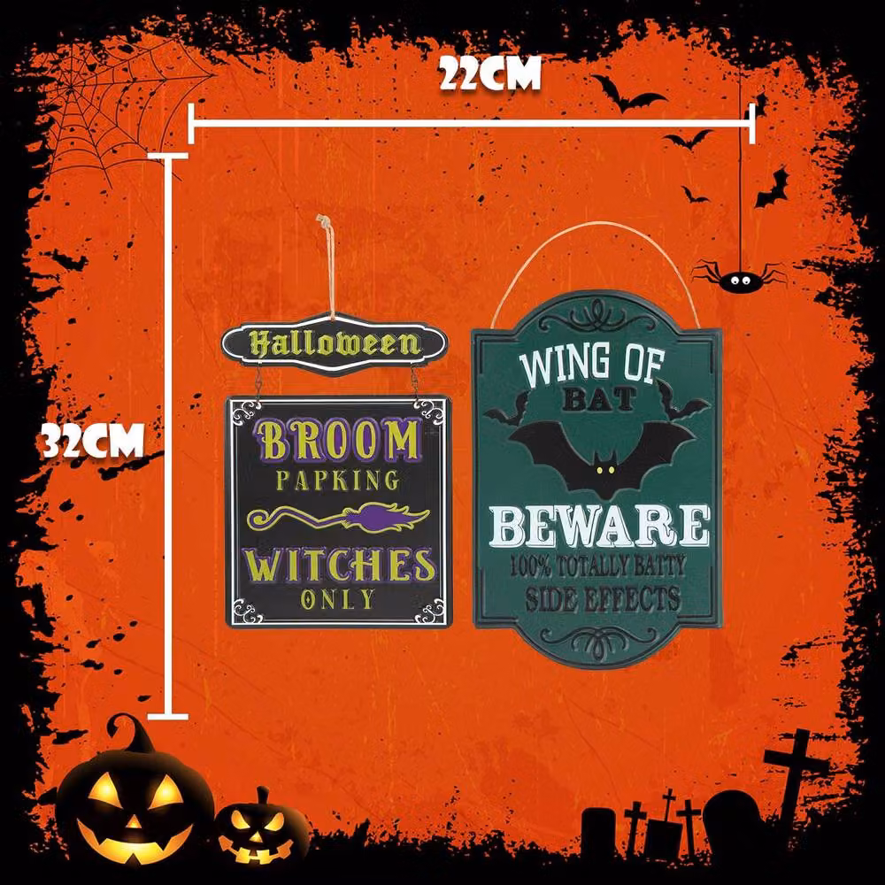 VFM e-Store Halloween Metal Wall Signs, 2 Pack, Black and Multicolour – 2
