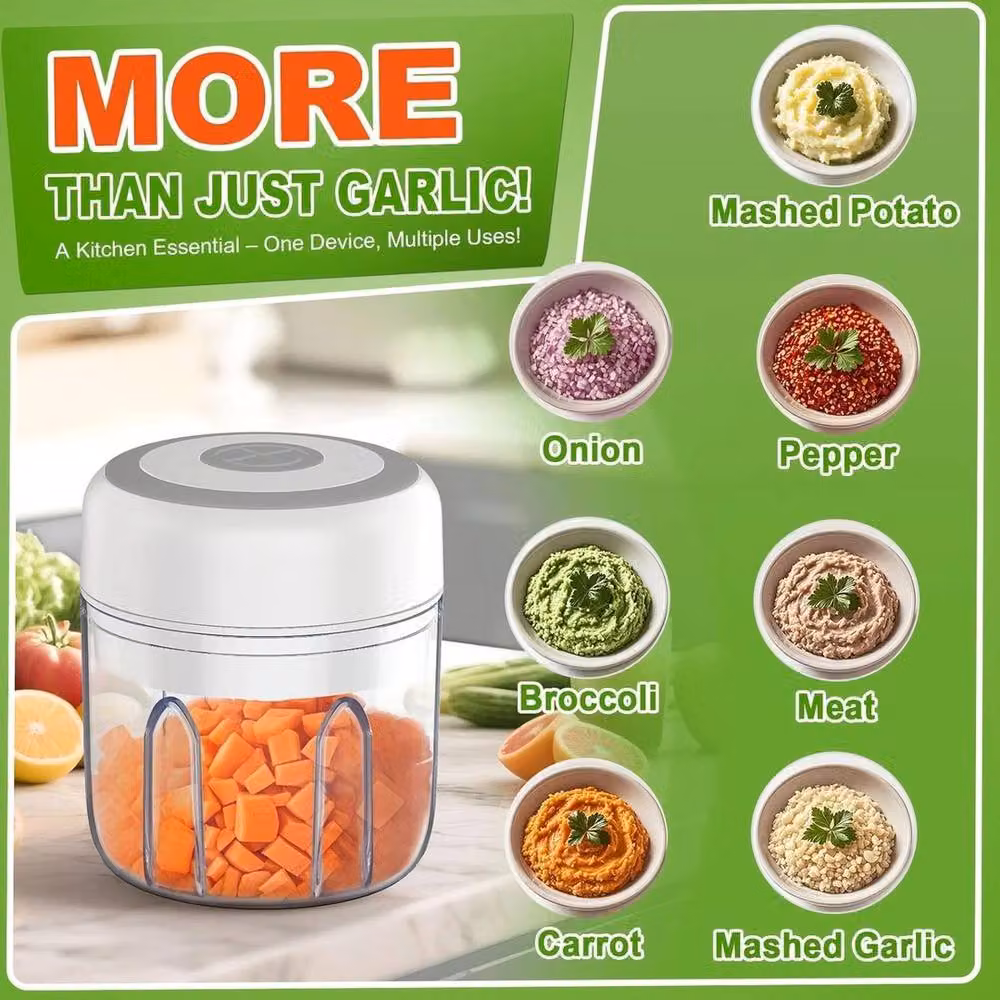 SPETLEK Rechargeable Cordless Garlic Crusher and Food Processor, White, 250ml – 2