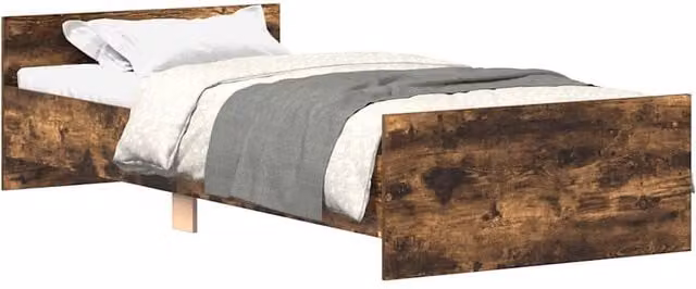 Berkfield Home Small Single Bed Frame in Smoked Oak Brown, Engineered Wood, W/D/H: 75 x 190 x 40 cm