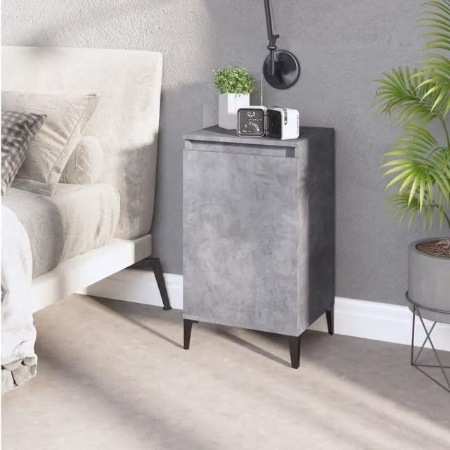 Berkfield Home Modern Bedside Cabinet in Concrete Grey, W/D/H: 40 x 35 x 70 cm