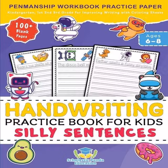 Scholastic Panda Education Silly Sentences Handwriting Practice Book for Kids Penmanship in Multicolour