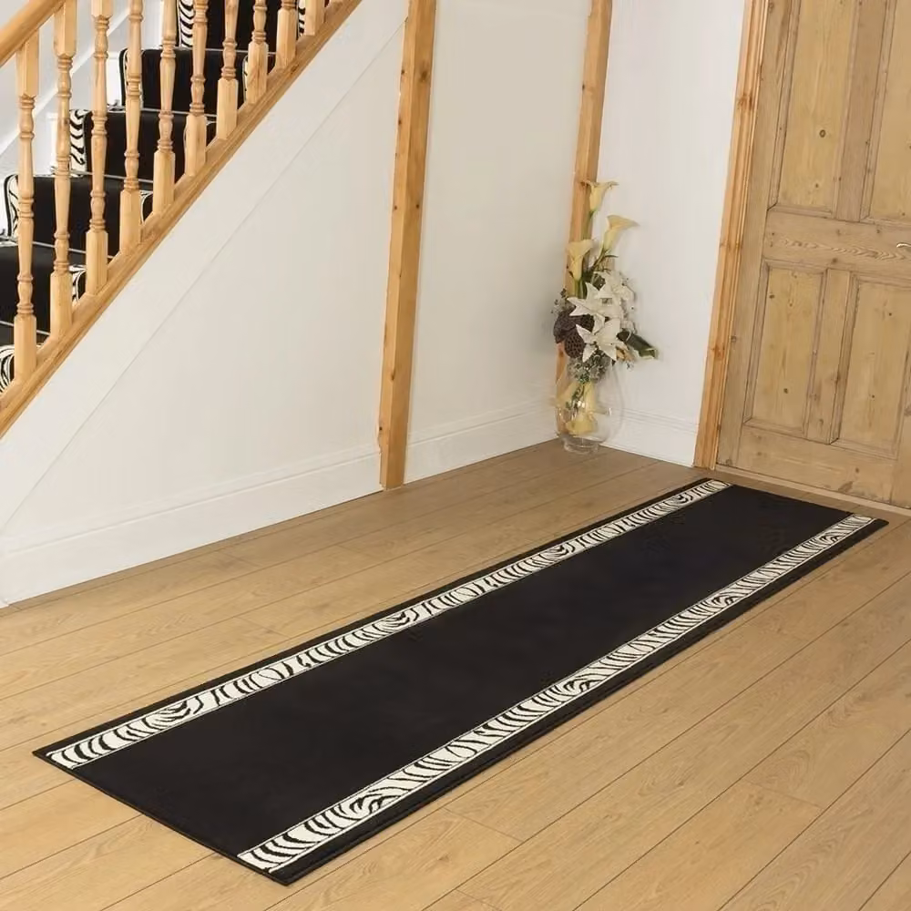 runrug Zebra Animal Print Hallway Carpet Runner Rug in Black, W: 70 cm, L: 180 cm – 5