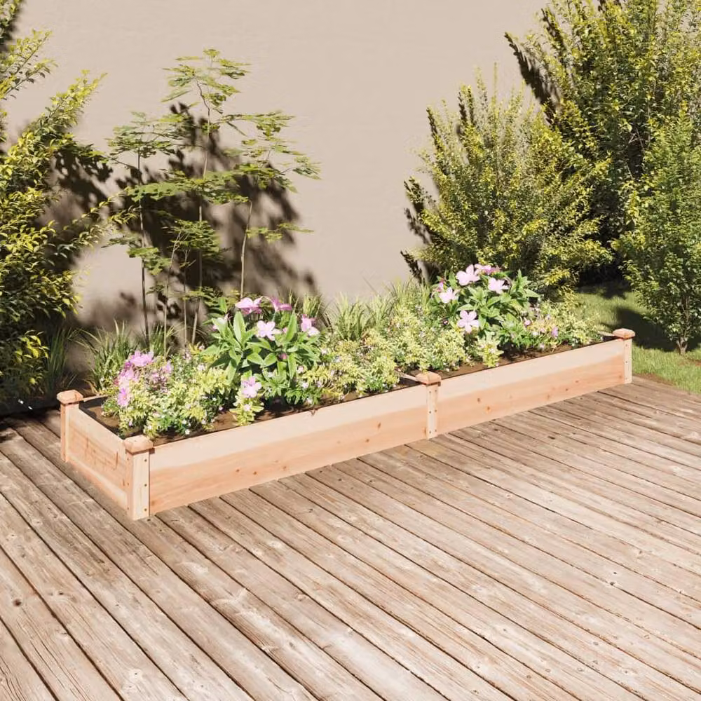 Berkfield Home Garden Raised Bed with Liner in Brown Solid Wood, W/D/H: 240 x 60 x 25 cm – 2