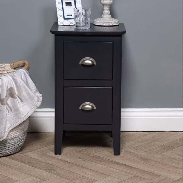 Elm Home And Garden Minimalist Grey and Black Matt Bedside Cabinet