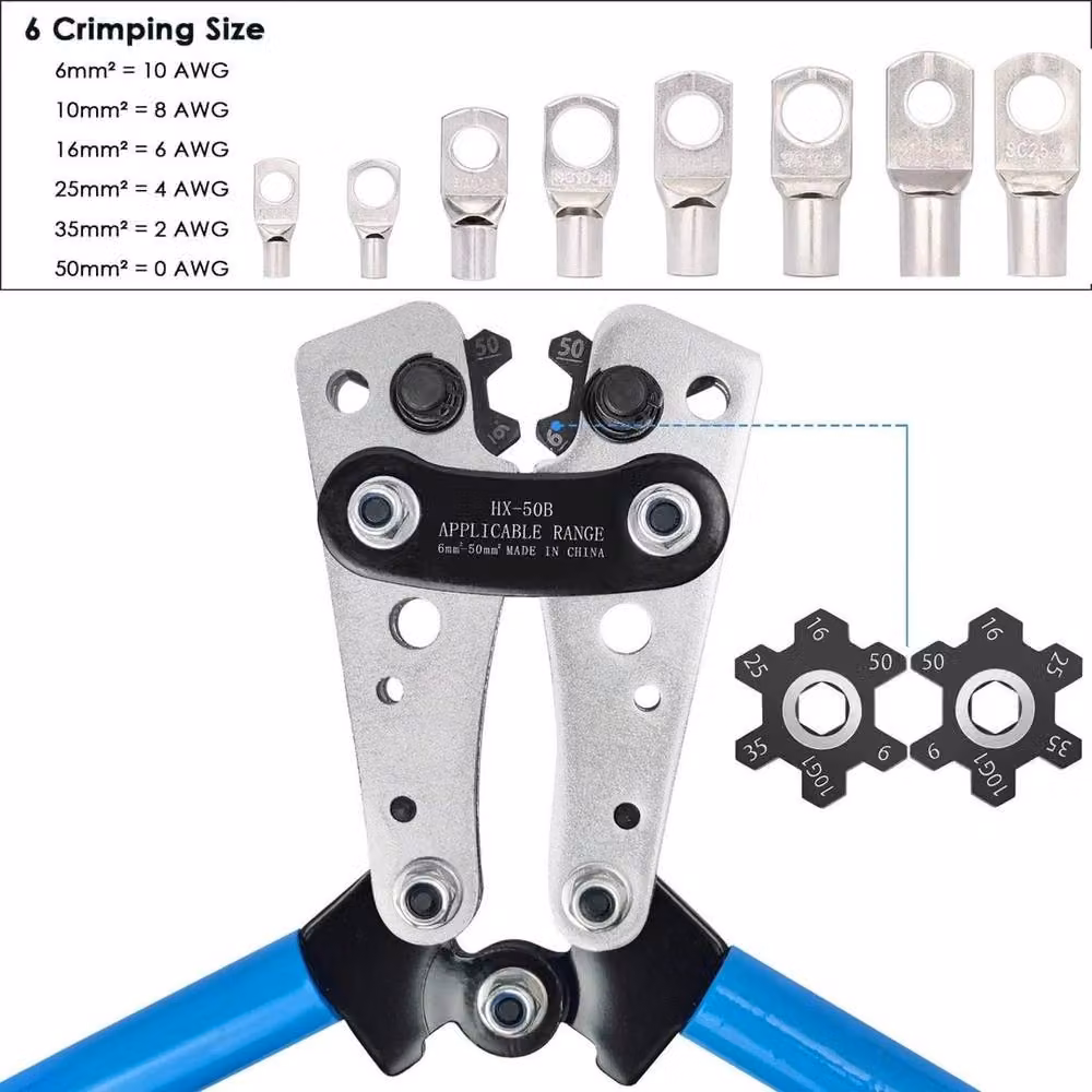 NESTLUNE Heavy Duty Battery Cable Crimping Tool for Wire Lugs, Blue, Length: 52 cm – 4