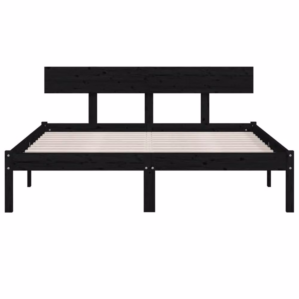 Berkfield Home Black Solid Wood Pine Bed Frame, W/D/H: 120 x 200 cm – 4