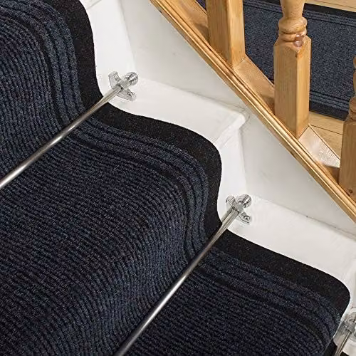 runrug Inca Blue Flat Weave Stair Runner Rug, W: 66 cm, L: 630 cm – 4