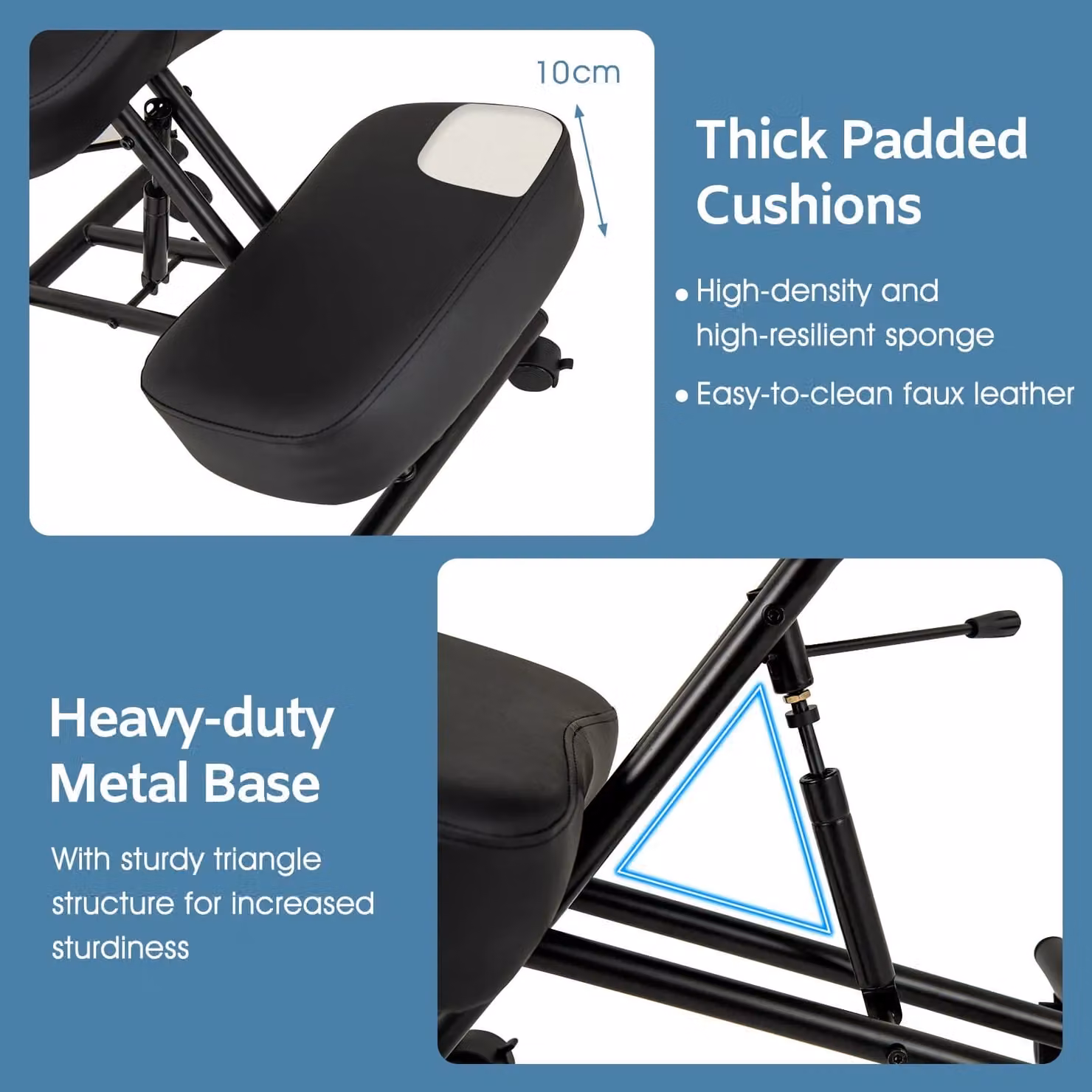 Costway Ergonomic Kneeling Chair with Back Support in Black – 2