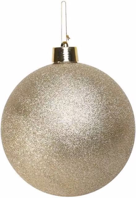 KDMD Champagne Glitter Shatterproof Christmas Bauble in Light Sand, Diameter: 25 cm – 1