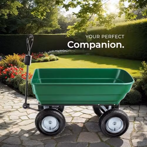 tectake Garden Cart with 125L Tilting Function and 300 kg Capacity in Green – 7