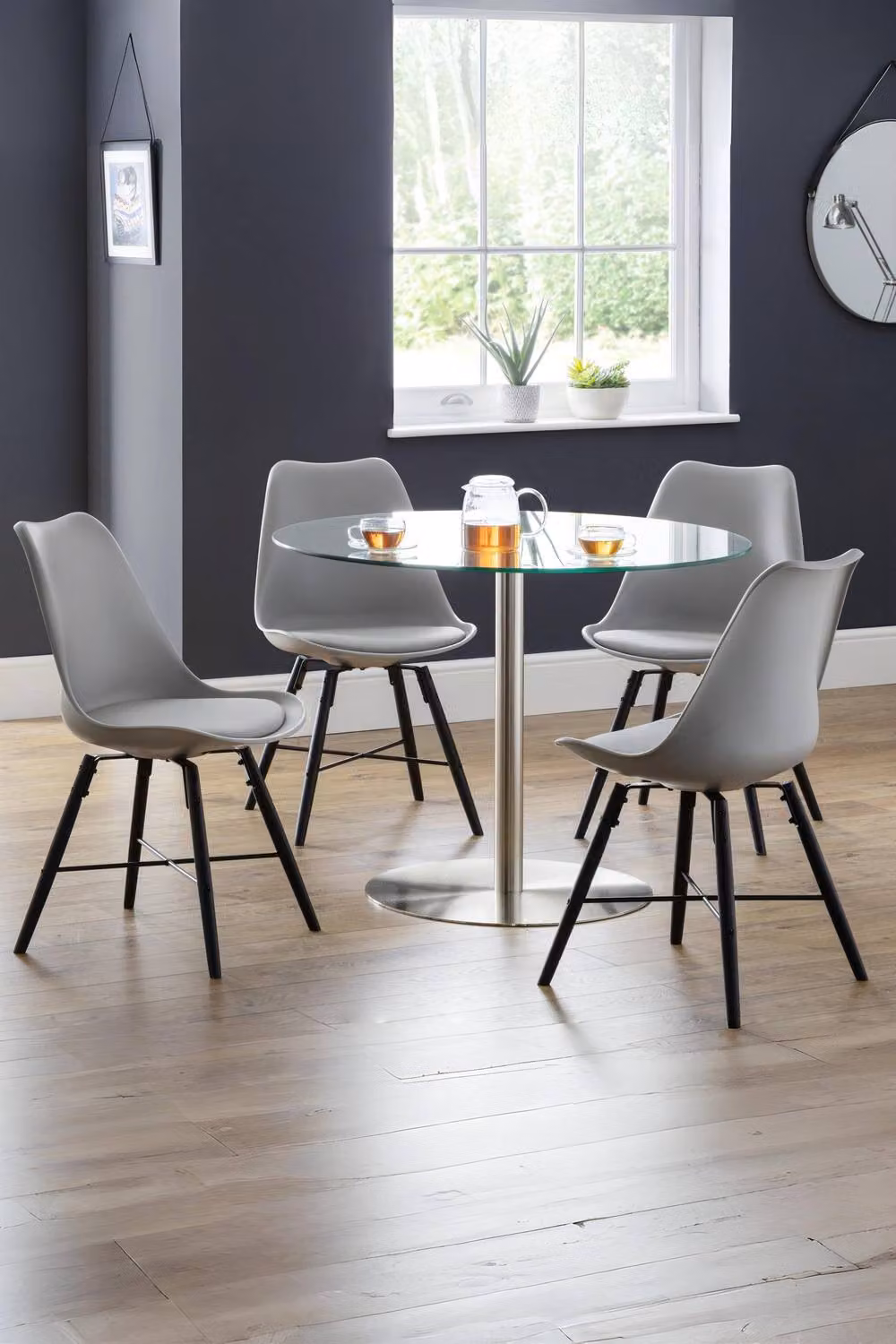 Julian Bowen Kari Set of 2 Plastic and Metal Dining Chairs in Grey and Black – 2