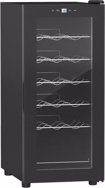 Rolipo 18 Bottle Freestanding Compressor Wine Fridge with Glass Door and LED Interior Light, 50L, Black – 1