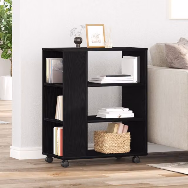 Berkfield Home Rolling Cabinet in Black Oak, W/D/H: 60 x 35 x 75 cm