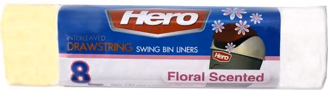 Hero White Scented 60L Drawstring Swing Bin Bag Liners