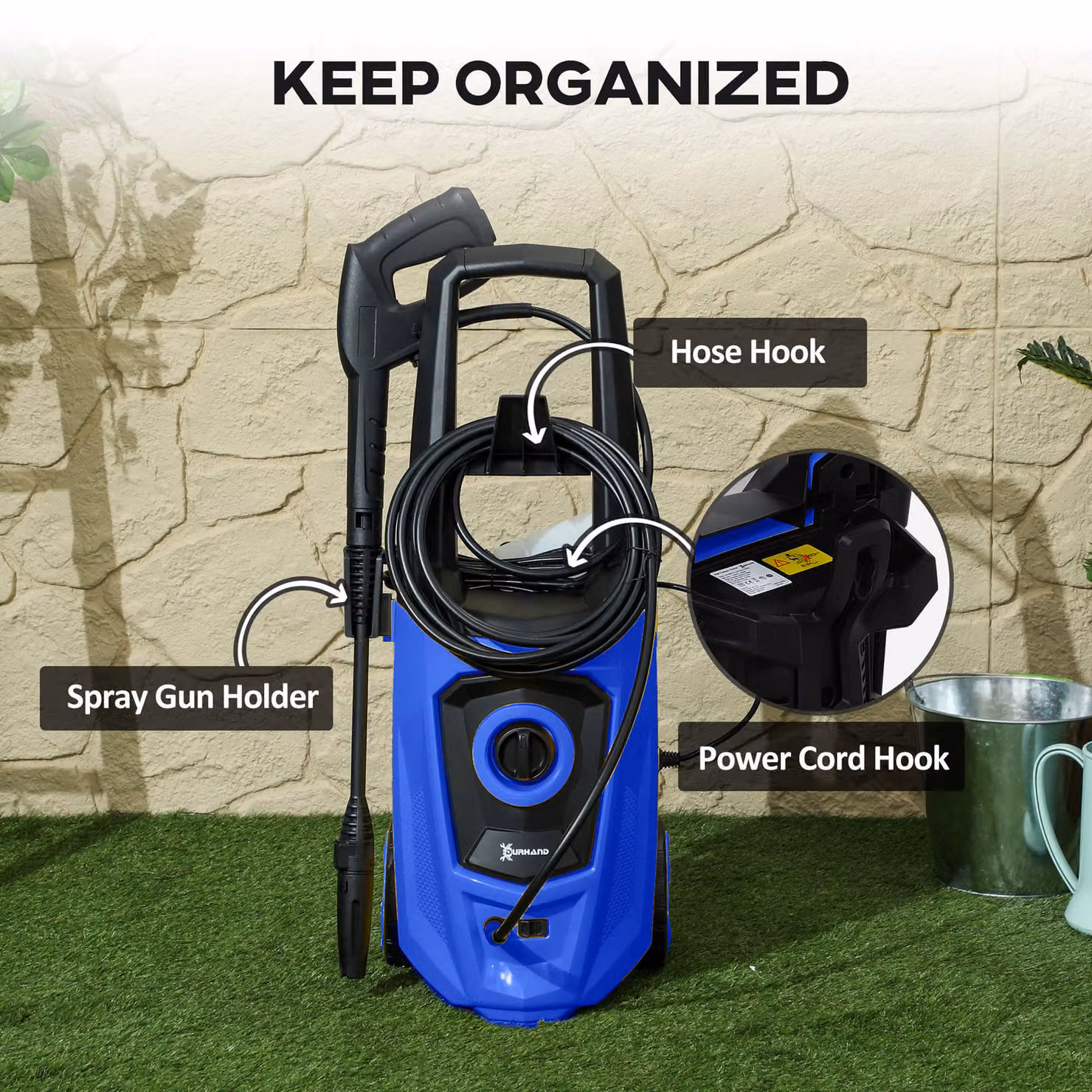 DURHAND 1800W High Pressure Washer, 150 Bar Pressure, 510 L/h Flow, Blue – 7