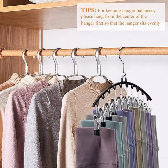 NESTLUNE 4-Piece Metal Yoga Pants Hanger with Clips in Black, W: 100 cm, D: 15 cm – 1