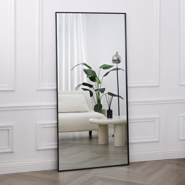 Home Garden Direct Anax Full Length Rectangular Mirror with Black Metal Frame, H 170 x W 80 cm