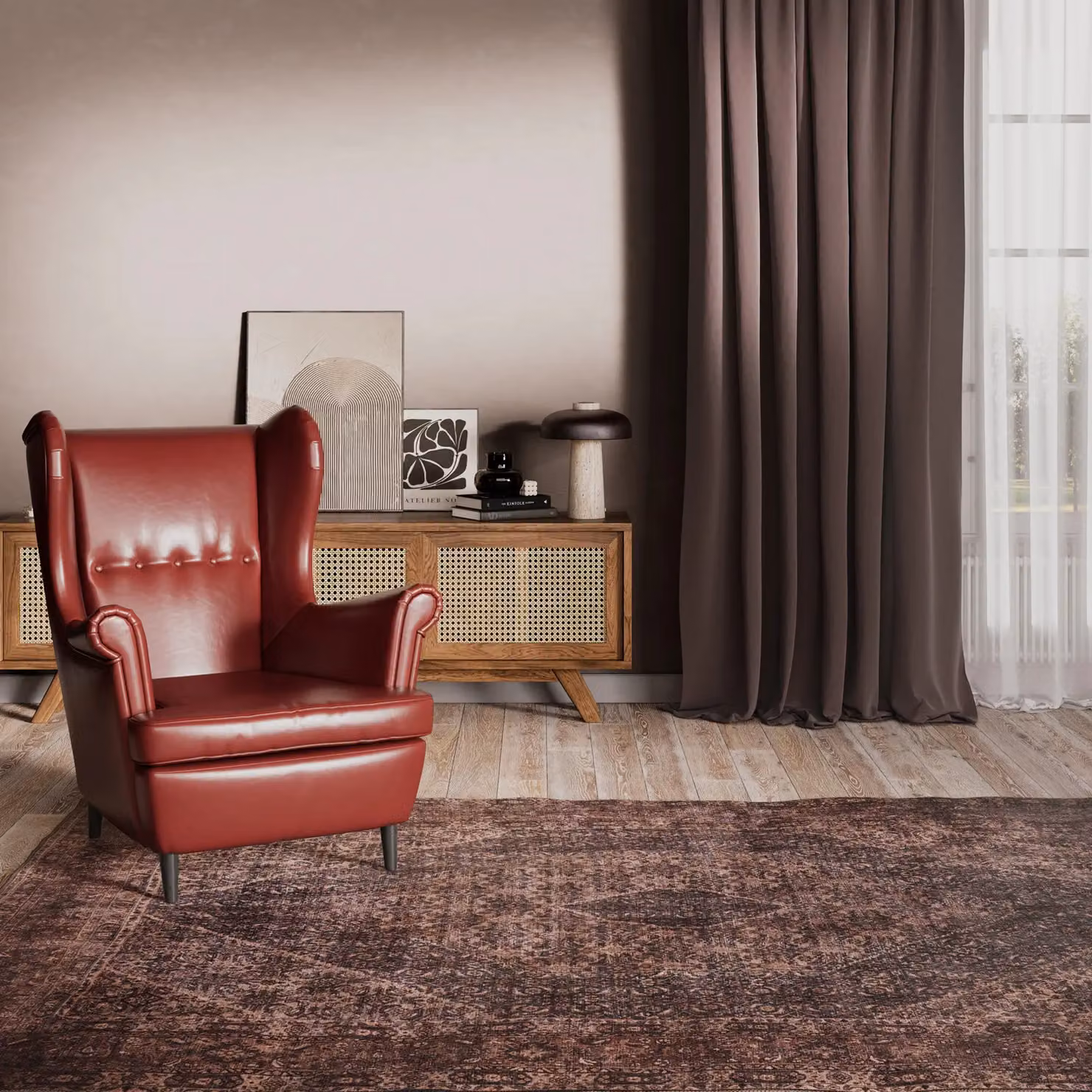 Kukoon Distressed Taupe Vintage Living Room Area Rug in Brown, W/D/H: 120 x 170 cm – 3