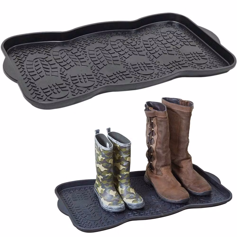NESTLUNE Set of 2 Multi Purpose Black Plastic Boot and Shoe Trays – 3