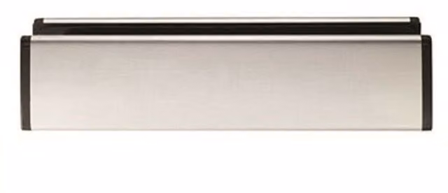 Loops All in One Sleeved Letterbox Plate in Brushed Satin Steel, Silver, Aperture: 260 x 47 mm
