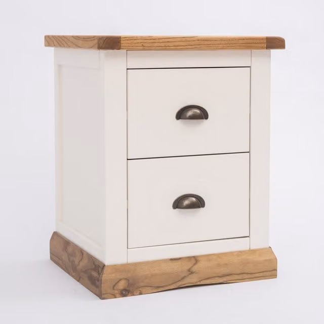 Cabinet Bits Tropea 2 Drawer Bedside Cabinet in White Ash Wood