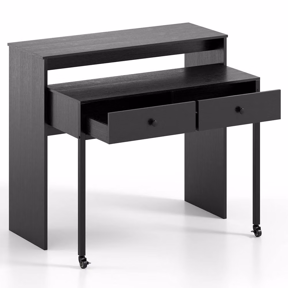 Costway Extendable Computer Desk with Drawers in Black – 3