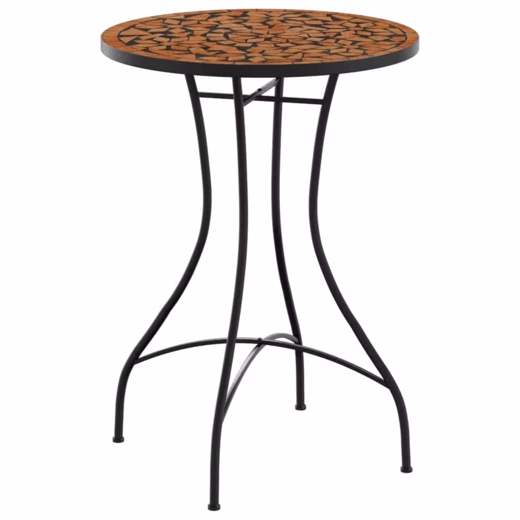 Berkfield Home Mosaic Bistro Table in Orange Ceramic and Metal, W/D: 50 x 50 cm – 2