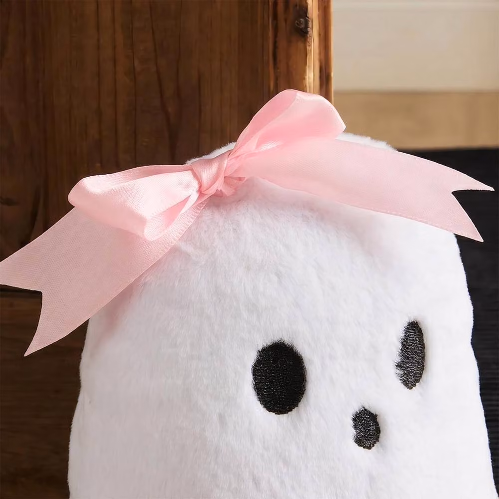 OHS Halloween Fleece Weighted Doorstop Ghost and Pumpkin Home Decor in White – 2