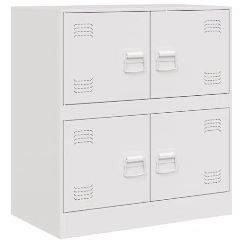 vidaXL Modern White Metal Sideboard with Lock, W/D/H: 67 x 39 x 73 cm