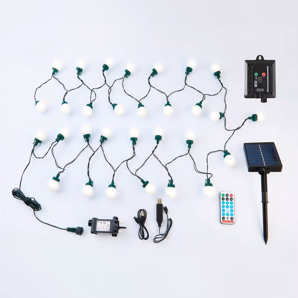 Gainsborough 30 LED Multicolour Solar and Mains Festoon Lights with Remote Control and Shatterproof Plastic Design – 2