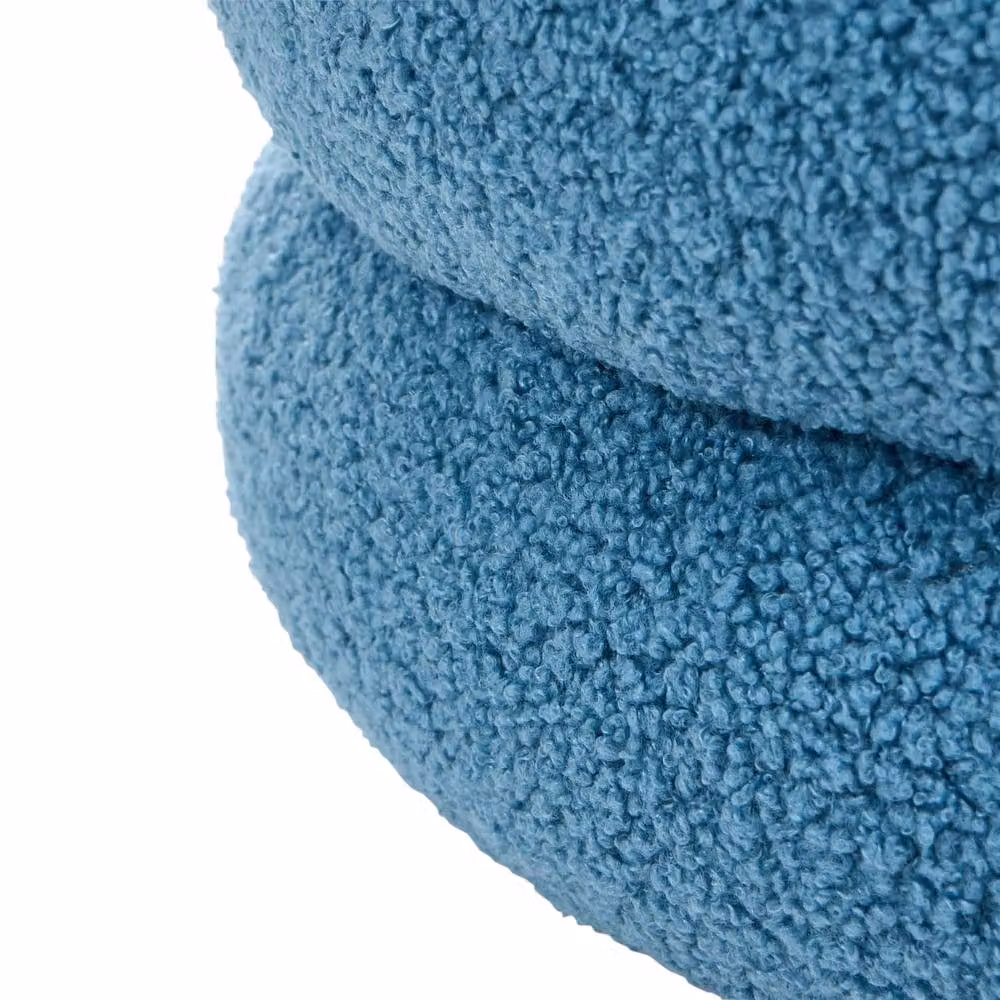 Wyld and Coco Blue Bouclé Round Cylindrical Pouffe Footstool – 4
