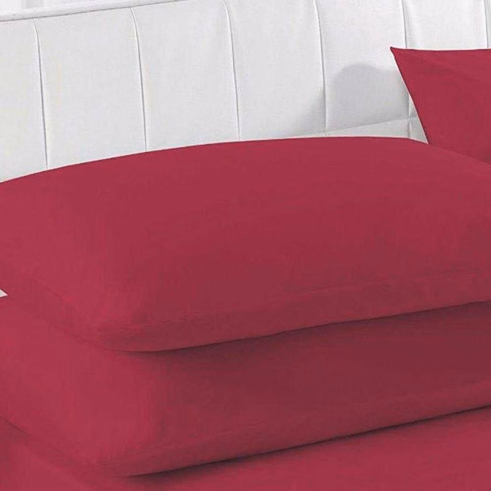 K Collection Red Cotton Percale Fitted Sheet, W/D/H: 90 x 200 cm – 2