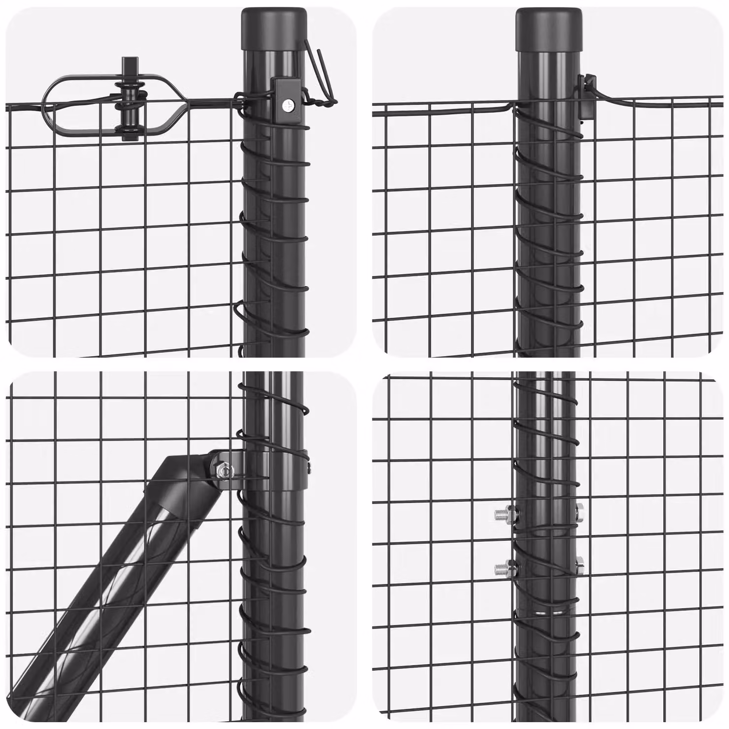 Berkfield Home Steel Welded Wire Fence with 7 Spike Posts, Grey and Black, W: 140 cm, L: 10 m – 4