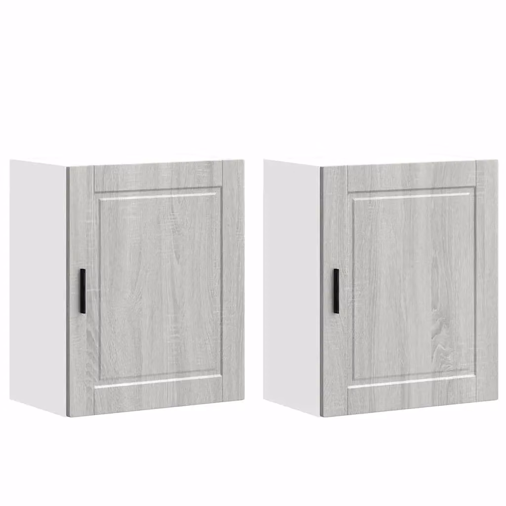 Berkfield Home Porto Kitchen Wall Cabinets, 2 Piece Set in Grey and Brown Sonoma Engineered Wood