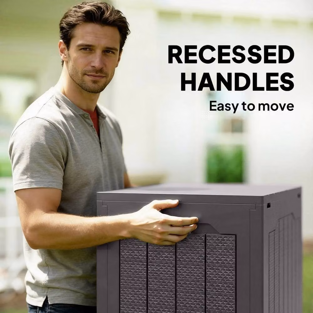 NESTLUNE 97L Plastic Garden Storage Box in Grey, W: 100 cm, D: 15 cm – 6