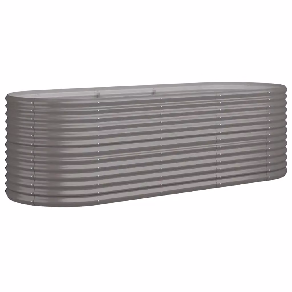 Berkfield Home Garden Grey Powder-coated Steel Raised Bed W: 224 cm, D: 80 cm, H: 68 cm – 2