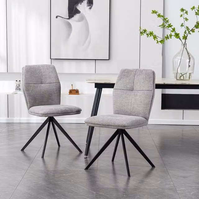 More4Homes Set of 8 Luna Modern Linen Dining Chairs in Grey
