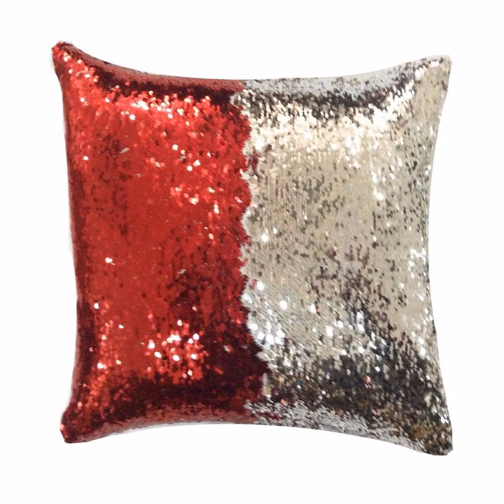 Velosso Mermaid Red Two-tone Sequin Filled Square Cushion, W x D: 43 x 43 cm – 2