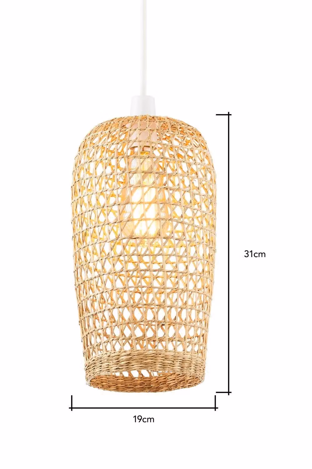 BHS Lighting Small Woven Rattan Cylinder Easy Fit Light Shade in Beige – 2