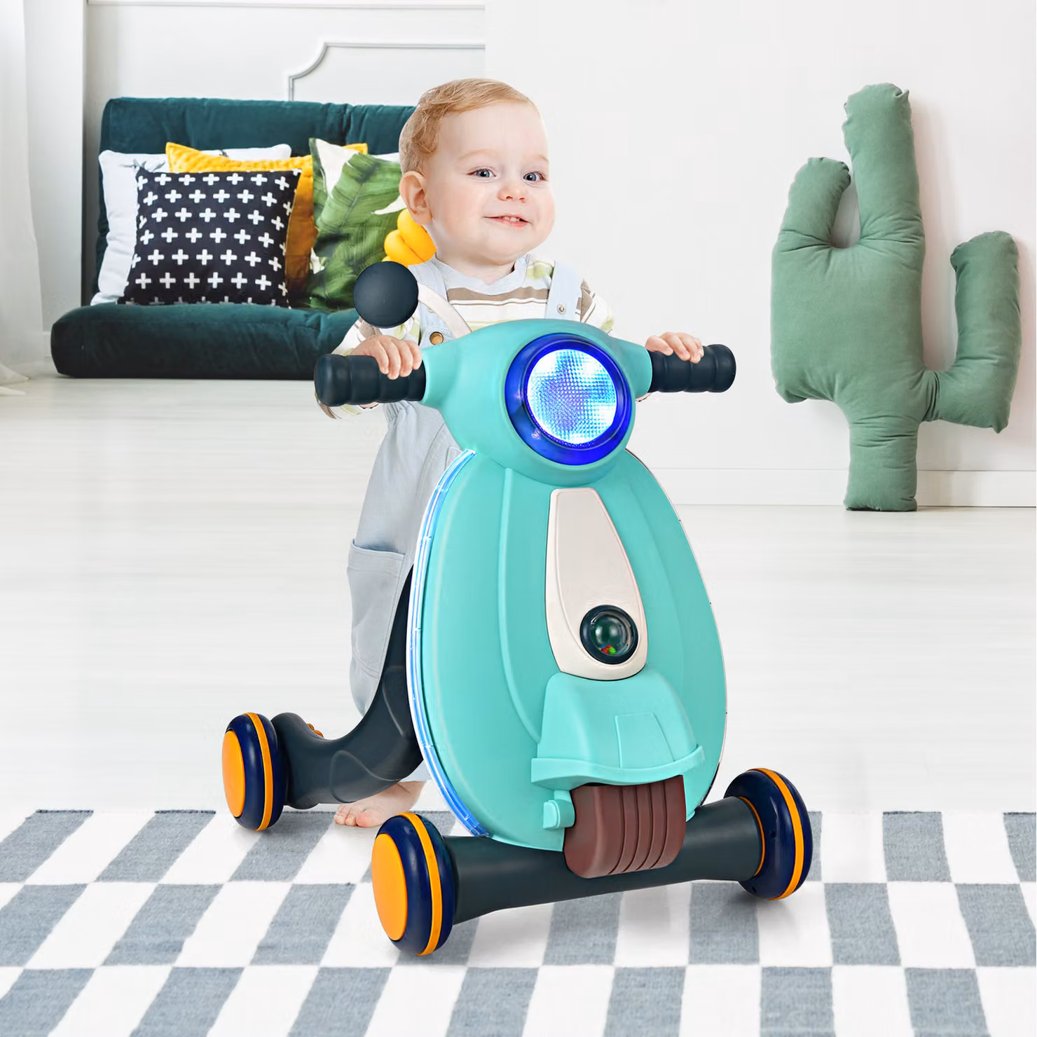 Costway 2 in 1 Sit to Stand Learning Push Along Walker in Green – 2