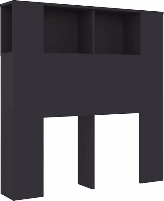 Berkfield Home Modern Black Headboard Cabinet with Integrated Nightstands and Shelves, W: 100 cm, D: 18.5 cm, H: 104.5 cm – 1