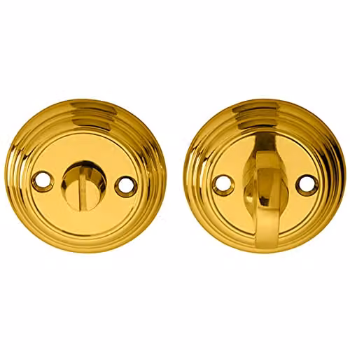 Loops Bathroom Thumbturn and Release Handle with Reeded Design in Polished Brass