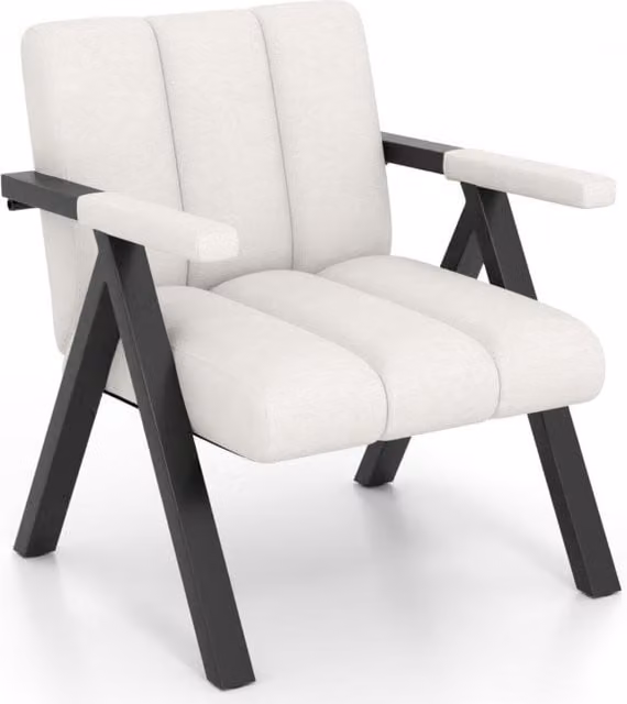 Gymax Oversized White Fabric Accent Chair with Metal Frame and Armrests – 1