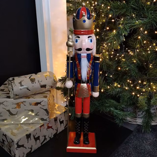 Samuel Alexander Classic Wooden Christmas Nutcracker Soldier Tabletop Decoration, Blue and Red, Height: 60 cm