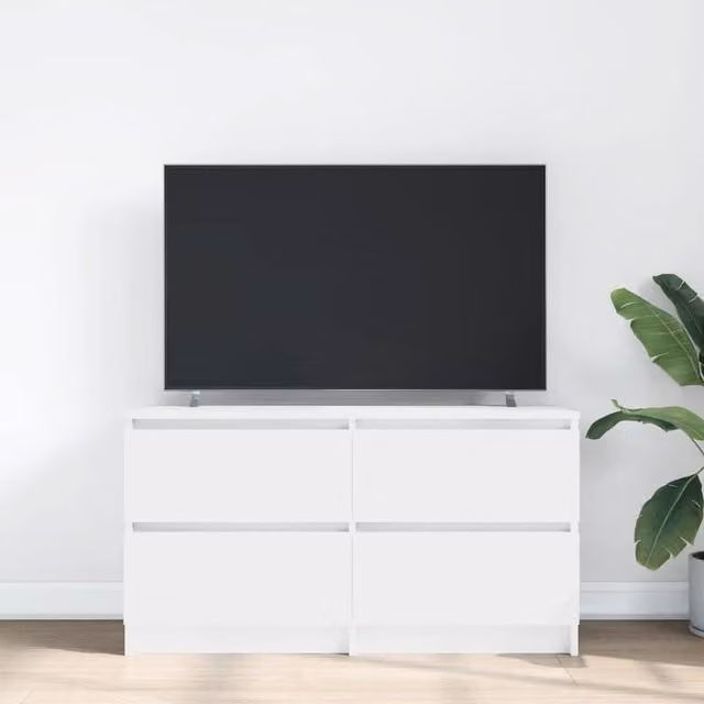 Berkfield Home White TV Cabinet in Engineered Wood, W/D/H: 100 x 35 x 54 cm