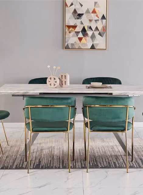 Life Interiors Atarah LUX Modern Velvet Dining Chair in Green and Gold with Metal Legs