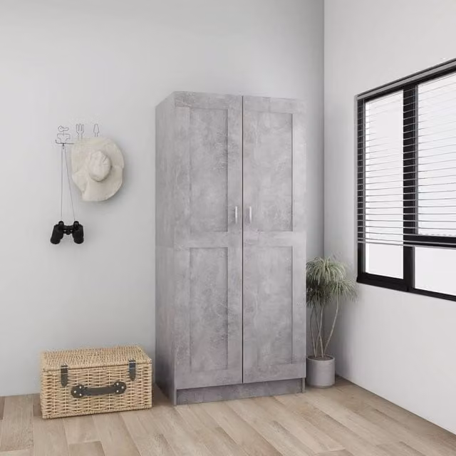 Berkfield Home Modern Wardrobe in Concrete Grey, W/D/H: 82.5 x 51.5 x 180 cm – 1