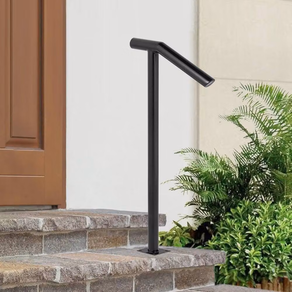 VEVOR Sturdy Metal Two-Step Outdoor Stair Railing in Matt Black, W: 45.72 cm, H: 96.52 cm – 4