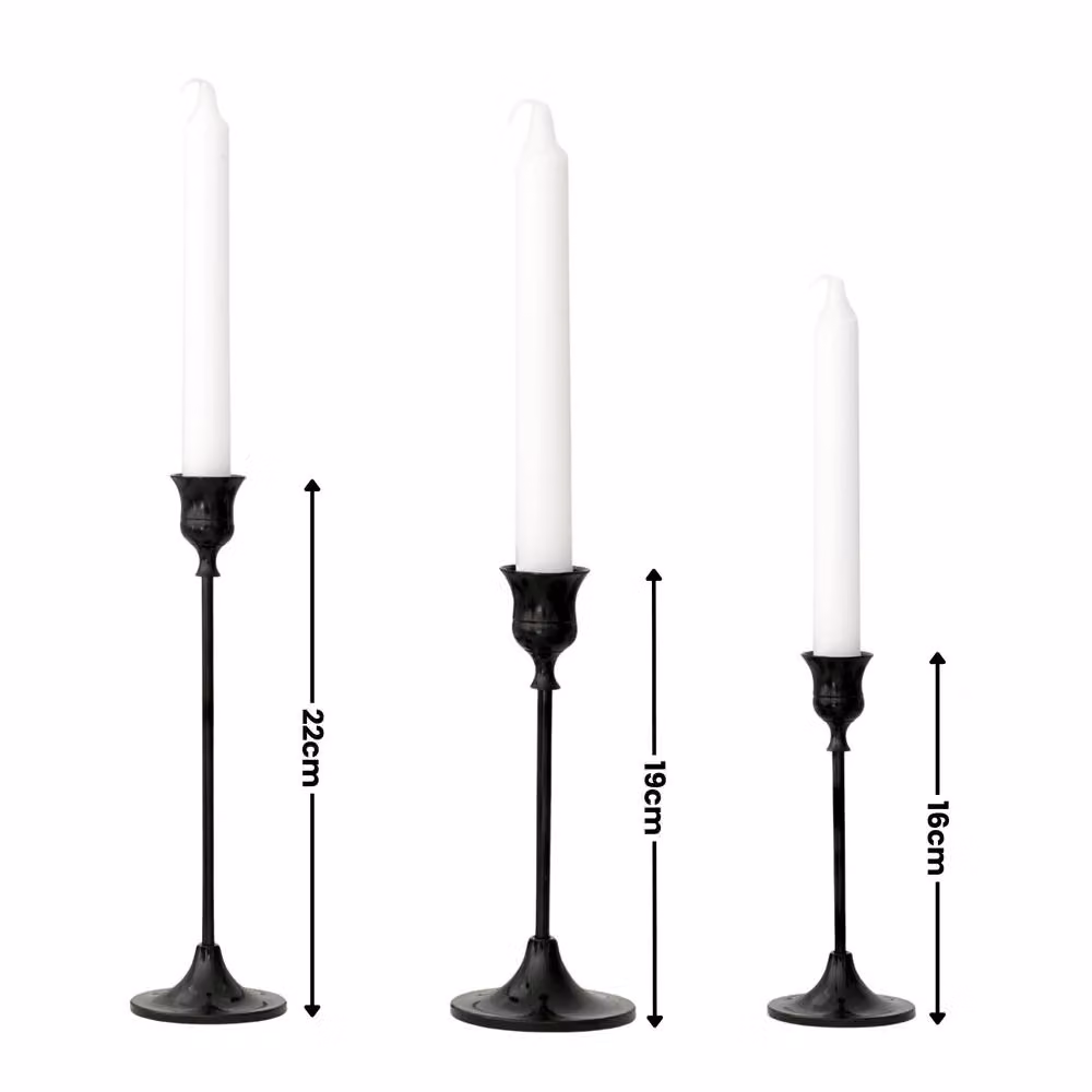 Marco Paul Set of 3 Modern Metal Taper Candle Holders in Black and White – 2
